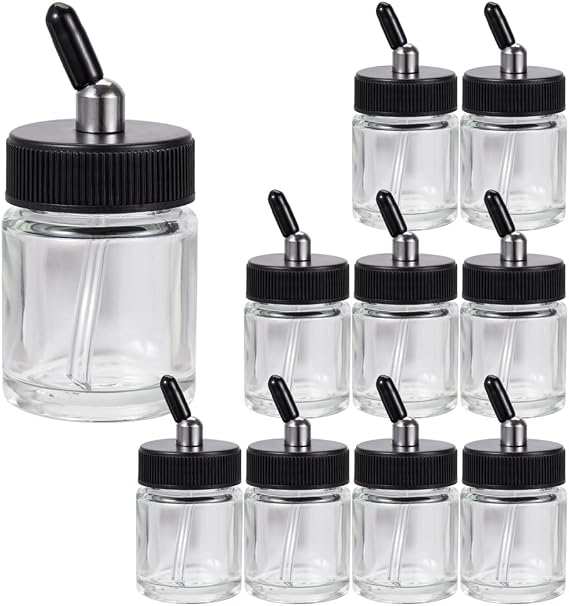 OPHIR 10 Pack 20CC Glass Airbrush Bottles for Siphon Air Brush Painting