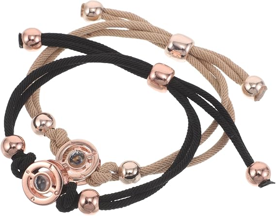 SUPVOX 2pcs Couple Sensor Bracelet for Long Distance Touch Bracelets Romantic Couple Light up Function for Relationship and Matching His and Hers Jewelry