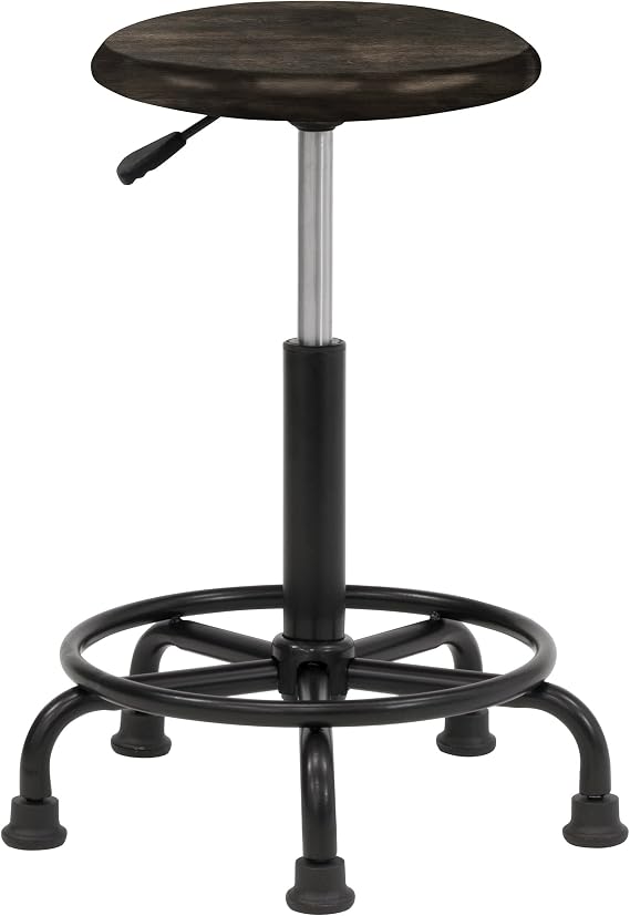 SD Studio Designs, Adjustable Height 19.25"-26" H, Foot Ring Retro Sitting Stool, Distressed Black