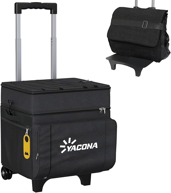 Cooler with Wheels and Handle, 50 Can Rolling Cooler, Portable CollapsibleCooler on Wheels,Leakproof Insulated WheeledCoolers for Beach, Camping, Patio Travel, Outdoor, Ball Fields