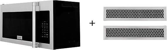 ZLINE 30 in. 1.5 cu. ft. Over-The-Range Microwave in Satin Stainless Steel with Traditional Handle and Set of 2 Charcoal Filters (MWO-OTRCFH-30-SS)