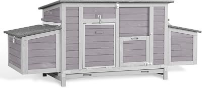 Aivituvin Chicken Coop 67.3 Large Duck House with 4 Nesting Boxes for 2-4 Chickens Outdoor Hen House Chicken Cage