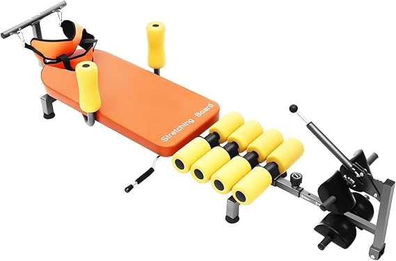Inline Back Stretch Bench, 286.6lbs Capacity Lumbar Decompression Table with Cervical Traction Adjustable Full Body Back & Neck Decompression Tool for Home Office School & Gym