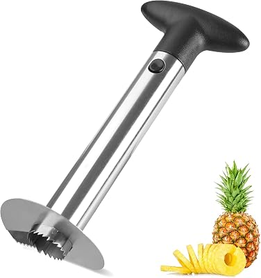 Pineapple Corer and Slicer Tool, Premium Stainless Steel Pineapple Core Remover Tool with Detachable Handle, Super Fast and Easy Pineapple Cutter for Home & Kitchen 1