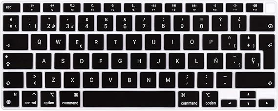 HRH Spanish EU Keyboard Cover Skin for MacBook Air 13 A2337 2020,Black