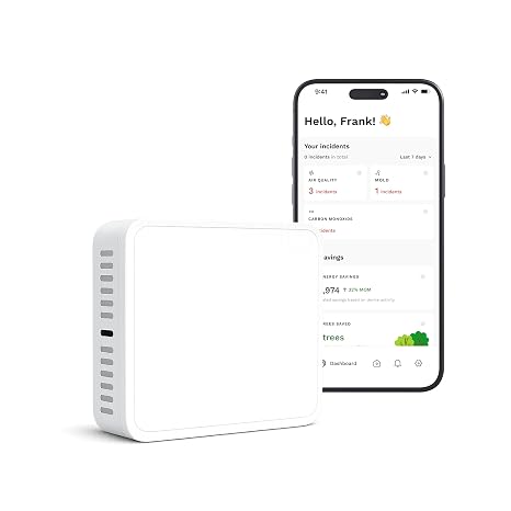 Air Quality Sensor & Air Quality Monitor Indoor Smart Indoor Air Quality Monitor with PM2.5, VOC, Temperature & Humidity | Air Quality Tester for Home, Office & Rentals | Version 2.O