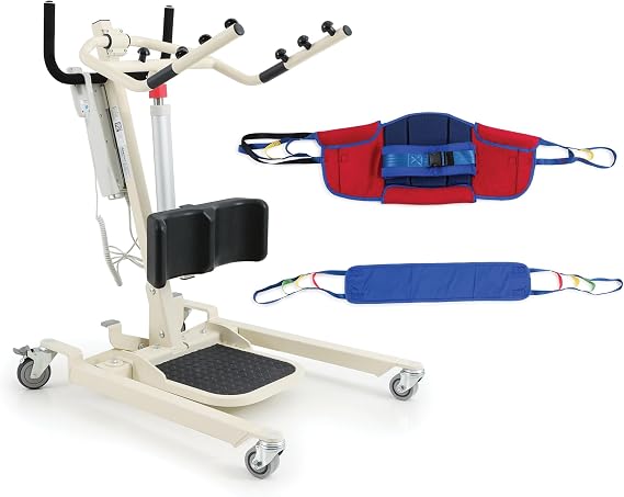 AireMed Full Electric Sit to Stand Lift Safely Sit, Stand or Transfer with Ease - Ideal Stand Assist Electric Patient Lift for Home or Healthcare Facilities - Large Torso Sling & Buttock Strap