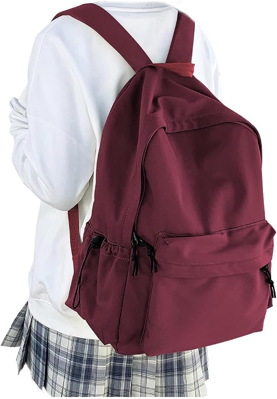 HYC00 Schulrucksack Damen Causal Travel Schultaschen 14 Zoll Laptop Rucksack für Mädchen im Teenageralter Leichter Rucksack Wasserabweisend Bookbag College Boys Men Work DaypackRot