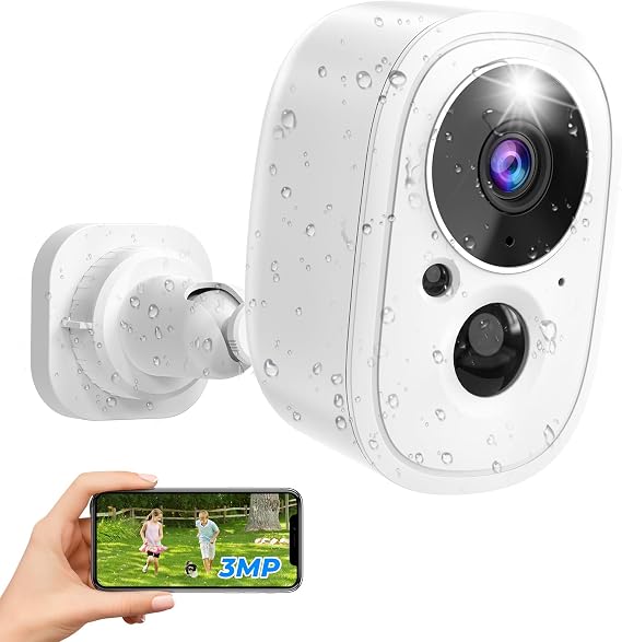 LWOHSI Outdoor Security Camera Wireless 3MP Battery Camera for Home Surveillance Outdoor Security Cameras 24/7 Recording,2-Way Audio,Motion Detection,Waterproof, Cloud/SD Storage