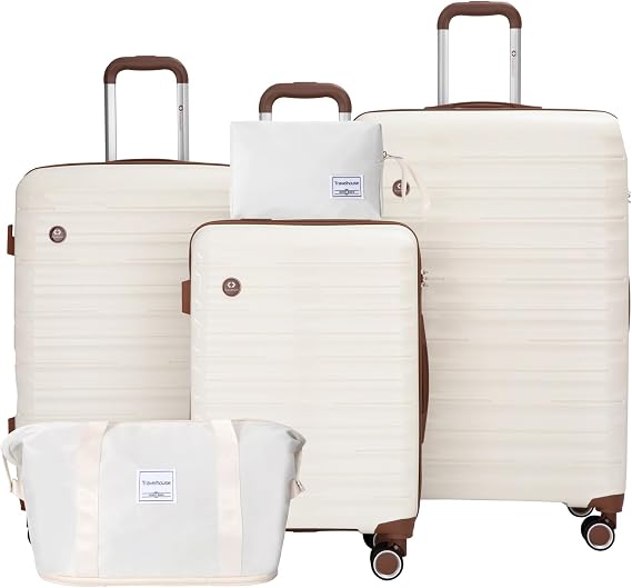 Travelhouse 5-Piece PP Hardside Luggage Set with Spinner Wheels & TSA Lock