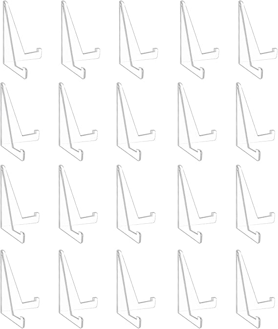 Acrylic Display Stand, 20Pcs Clear Card Stands for Display, Trading Card Stand for Pokemon Cards, Sports Cards, Coins, Medals, Photos, and Collectibles, Transparent Triangle Base Stands