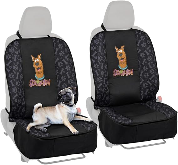 BDK Scooby Doo Waterproof Car Seat Covers for Dogs, 2 Pack Front Seat Heavy Duty Black Oxford Automotive Front Seat Protector for Pets, Interior Covers for Auto Truck Van SUV