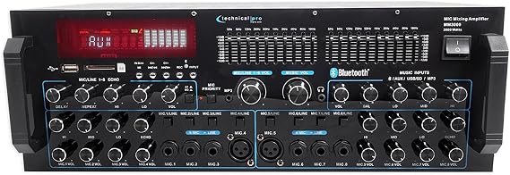 Technical Pro MM3000 Powered Bluetooth Microphone Mixer Amplifier Amp SD, USB