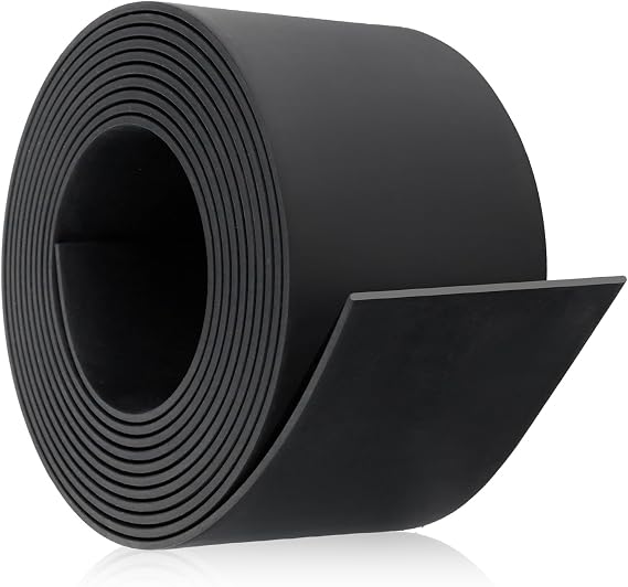 Rubber Strip 3m(L)×50mm(W)×1.5mm(T) Solid Neoprene Matting Roll Black Rubber Sheet Neoprene Sealing Strip for Sealing Gasket, DIY Gaskets, Reduce Vibration Mat (Non-Adhesive)
