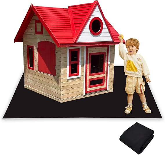 Outdoor Playhouse Mat, 71'' x 55'', Black