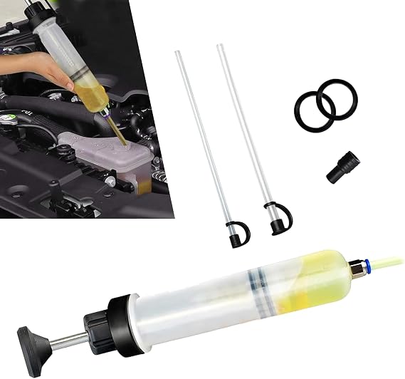 200cc Fluid Extractor Pump, Anti-breakage Plastic Manual Vehicle Filler, Sealed Anti-Splash Tubing-type Oil Suction Pump, Automotive Oil Syringe (White)