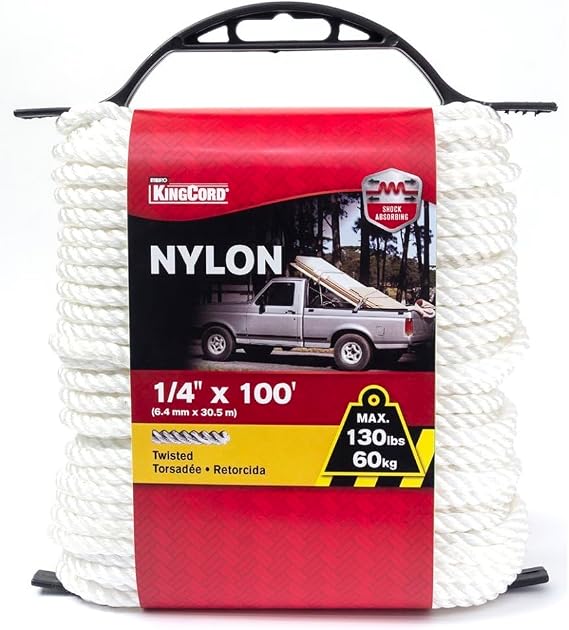 Mibro KingCord 342251BG 1/4" x 100' Nylon Twisted White Rope