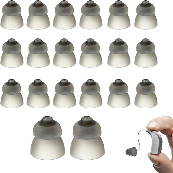 20Pcs 9mm Silicone Open Hearing Aid Domes, Washable Anti-Static Tips
