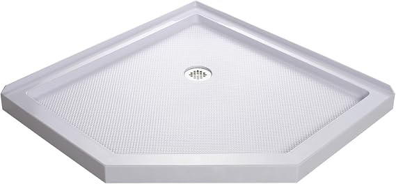 DreamLine SlimLine 36 in. D x 36 in. W x 2 3/4 in. H Corner Drain Neo-Angle Shower Base in White, DLT-2036360
