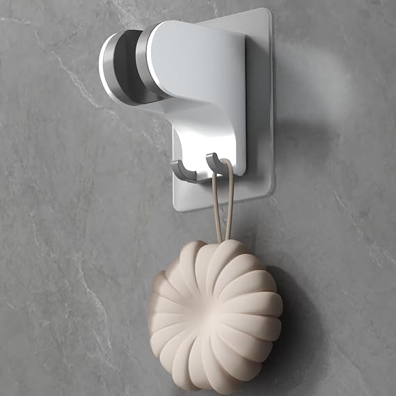 Hand Held Shower Head Holder Wall Mount, 2 Hooks, White, 1 Pack