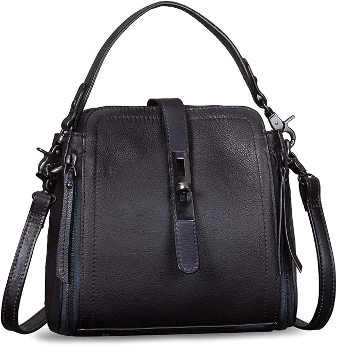 Genuine Leather Handbag for Women Vintage Handmade Satchel Crossbody Purse with Removable Top-Handle Strap