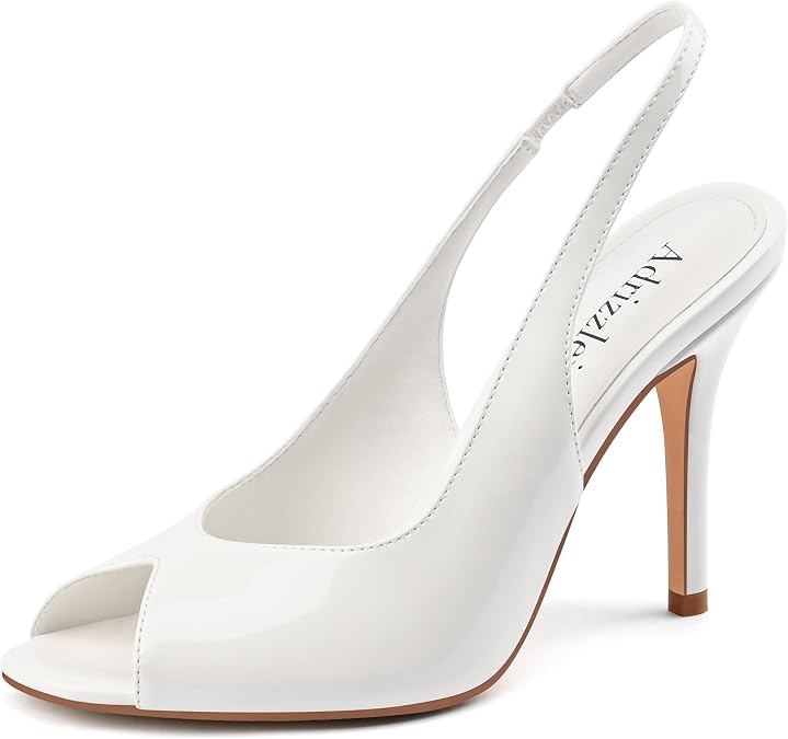 Adrizzlein Women's High Heels Peep Toe Pumps Shoes Fish Mouth Sandals 4 inch Stiletto Heels for Dress Wedding Party