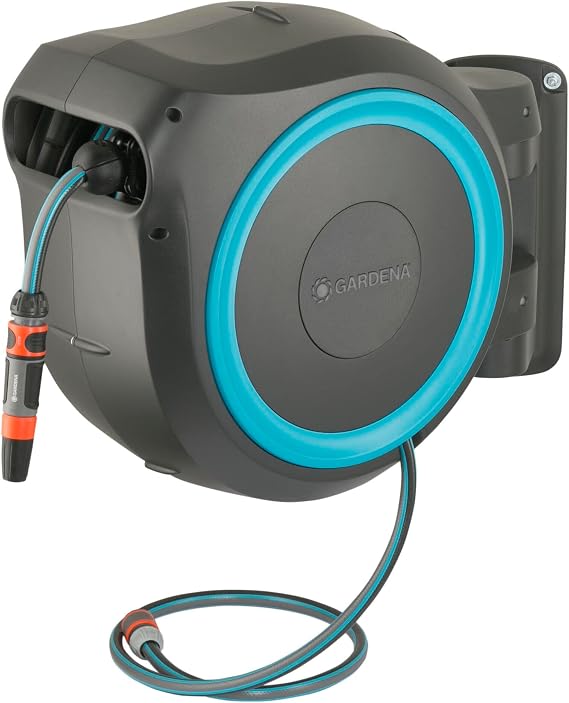 GARDENA Wall-Mounted Automatic Winding Hose Box RollUp M/L 25m Blue Hose Reel180-degree Rotation UV & Frost ProtectionGerman BrandWatering Gardening Watering 18620-20 Product : Up to 5