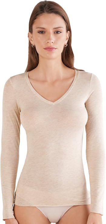 Intimissimi V-Neck top in Modal Ultralight with Cashmere