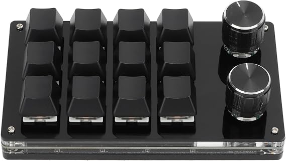 Diydeg One Handed Macro Mechanical Keyboard, Portable Multifunctional One Handed Mechanical Gaming Keypad with 12 Fully Programmable Keys & Knob, for, for Linux, for Vista, for OS X(Black)