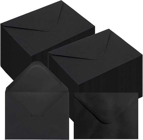 200 Pack 4x6 Envelopes Black - Contour Flap A4 Envelope,Premium 120gsm Thick Paper Invitation Envelopes for Back to School,Wedding RSVP Cards,Photos,Postcards,Greeting Cards,Mailing