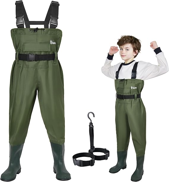 Kids Chest Waders for Toddler Children Waterproof with Insulated Boots