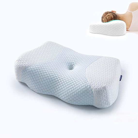 neck pillow， Orthopedic Pillows for Neck Pain Side Sleeper, Memory Foam Pillow for Sleeping, with Contour In Center for Head and Support Breathable