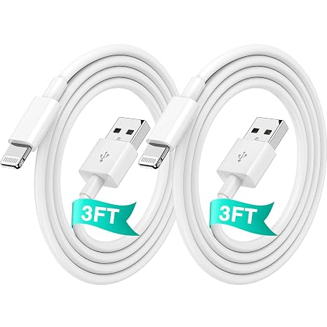 iPhone Charger Cable 3ft 2Pack, [Apple MFi Certified] Extra Long 3 Foot Lightning Cable, 3 feet iPhone Charger Fast Charging Cord for iPhone 14 13 12 11 Pro Max XR XS X 8 7 6 Plus SE iPad-White