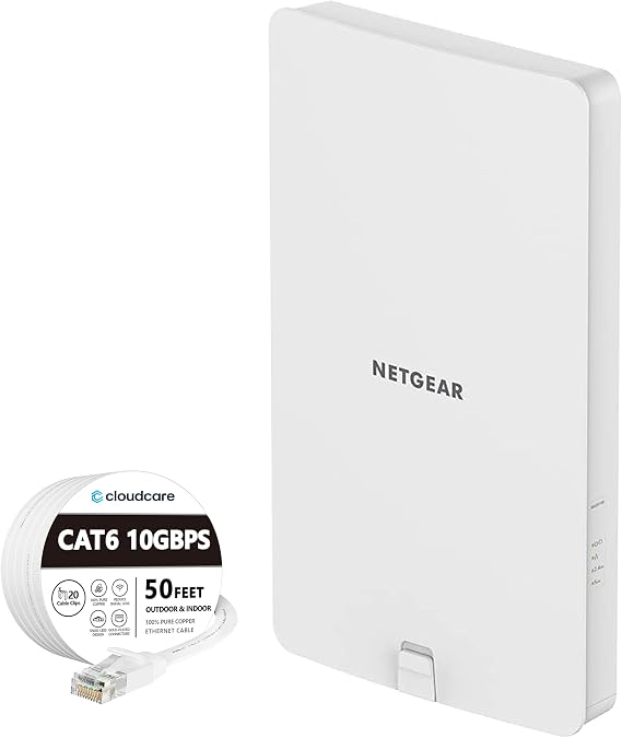 NETGEAR WAX608Y Wi-Fi 6 Outdoor Access Point | Up to 200 Devices | WiFi 6 Dual-Band AX1800 Speed | Insight Remote Management | IP55 Weatherproof | 4 Year Insight Pro Bundle | PoE+ Powered