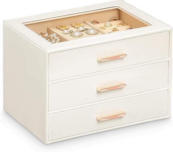 Homde Jewelry Box with Compartments for Women: 3-Layers Storage Organizer