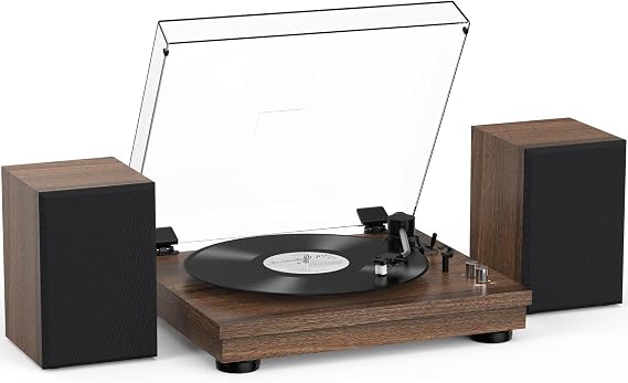 Vinyl Record Player 24W HiFi Stereo Speakers Vintage Bluetooth Turntable