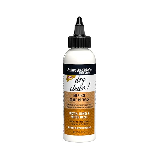 Aunt Jackies Braid + Twist Collection Dry Clean! No Rinse Scalp Refresh Detox and Moisturize Scalp with Witch Hazel, Scalposine, Biotin, and Honey 6 fl oz