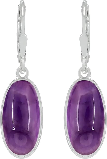 Natural Moonstone, Labradorite & Amethyst Gemstone Dangle Earrings