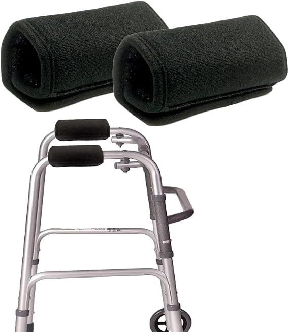 Walker Hand Grip Covers Pads, Elderly Disabled Cushion Memory Foam Core Padding for Rollator Handle, Soft & Comfort, 2 Pcs