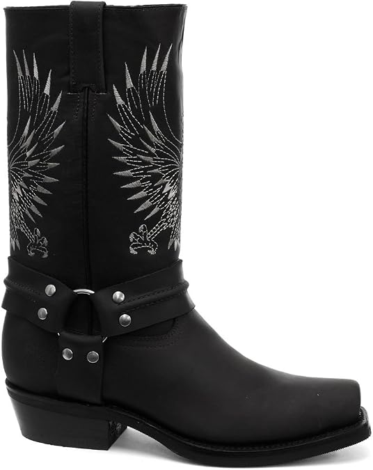 Grinders Bald Eagle Black Mens Cowboy Boots