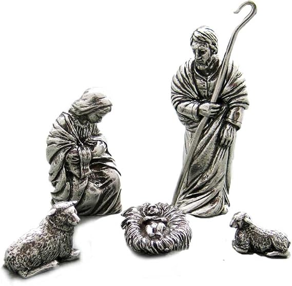 DANFORTH Holy Family Nativity Set | Pewter Handcrafted in USA | Premium Handcrafted 5-Piece Pewter Holy Family Nativity Set | Christmas Gift | 50 Years of Quality Craftsmanship | Gift Box