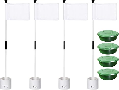 KINGTOP Mini Golf Flagstick with Hole Cup Cover, Practice Putting Green Flags for Yard, Golf Pin Flag Hole Cup Set, 4-Pack
