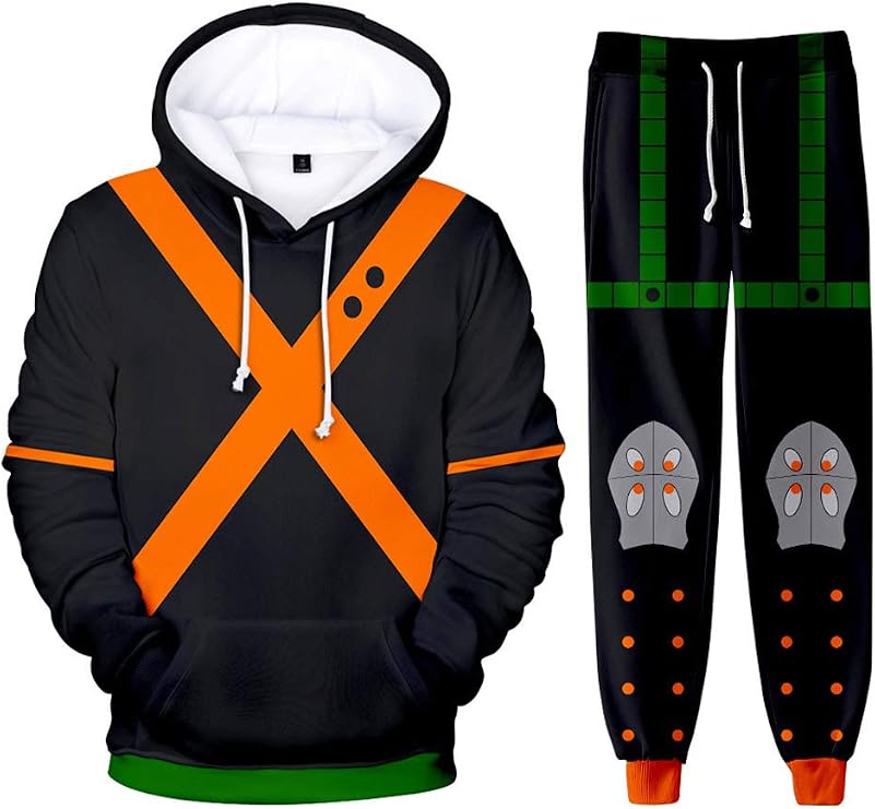 Anime Cosplay Hoodie Sweatshirt Sweatpants Pullover Green Jacket Pants Set Battle Suit Outfit Halloween Cosplay Costume
