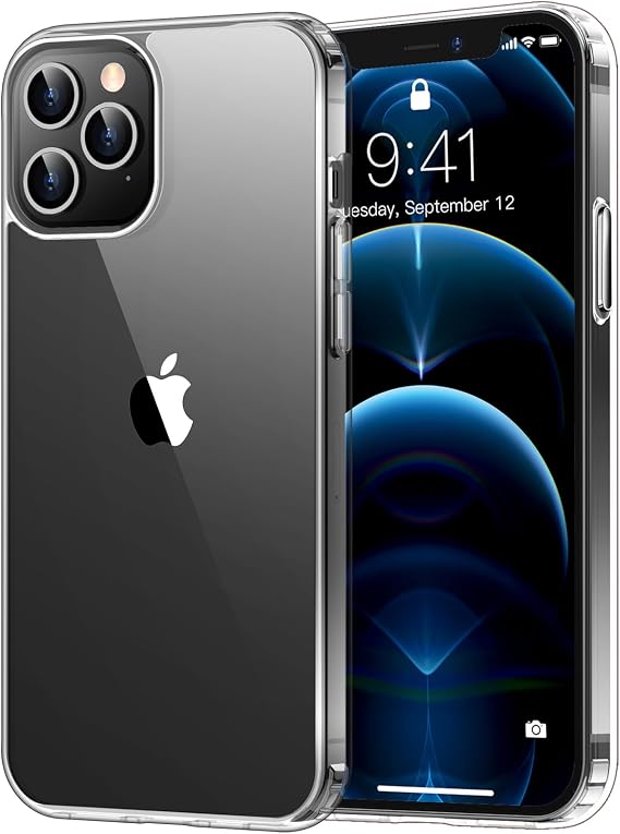 Crystal Clear for iPhone 12/12Pro Case,[Anti- Yellowing][Upgraded Military Shockproof Protection] Slim Thin Protective Bumper Phone Case 6.1 inch Clear