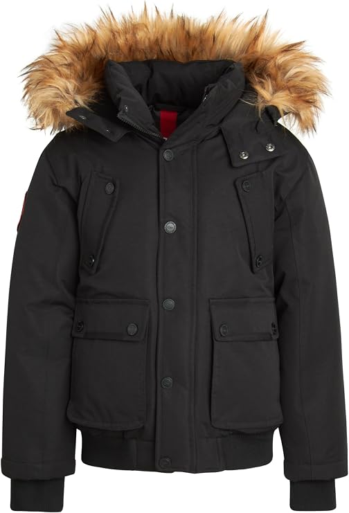 CANADA WEATHER GEAR Boy Winter Coat - Heavyweight Wind and Water Resistant Insulated Bomber Parka Jacket Kids Ski Outerwear