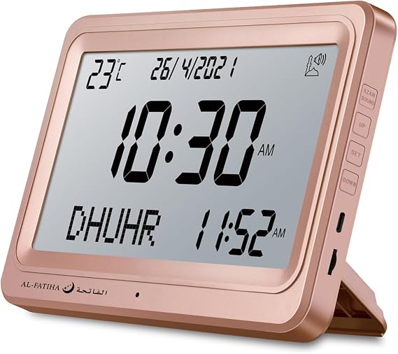 Azan Clock, Automatic Worldwide Digital 8 Azan Prayer Sounds Muslim Prayer Clock for Home Decor (Pink)