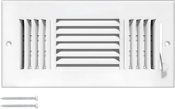 DGB 1 Pcs 10x4 Inch Air Vent Covers - 3-Way Solid Metal Wall & Ceiling Register, Return Air Vent (White, Interior Size 10 x 4)
