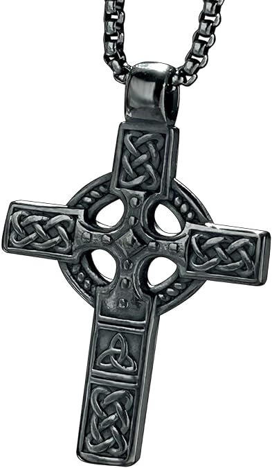 bahamut Celtic Knot Triquetra Cross Pendant Necklace for Men Woman,Vintage Norse Viking irish Trinity Protection Amulet Jewelry Gifts