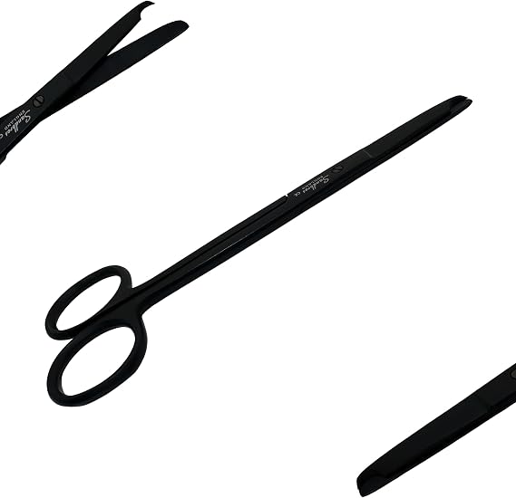 Suture Removal Scissors 4.5" with Crescent Hook – Sharp Stitch Cutter for First Aid, Veterinary & EMS – Stainless Steel, Black Finish