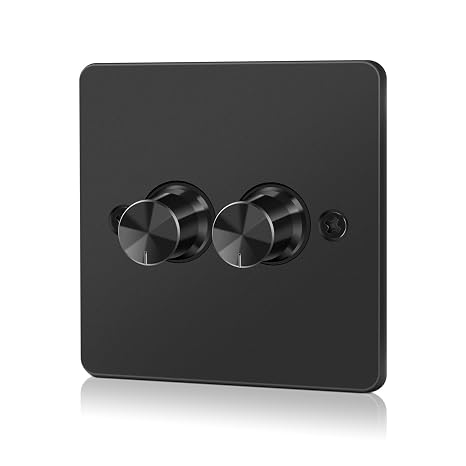 LED Dimmer Switch 5-200W, Rotary Push On/Off, Trailing Edge, Black